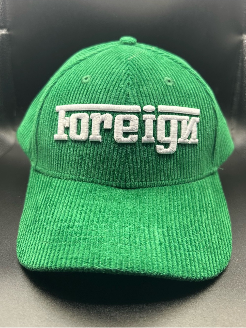 Foreign Corduroy Hat One Size Adjustable Cap Green Strap-back Casual - NWT